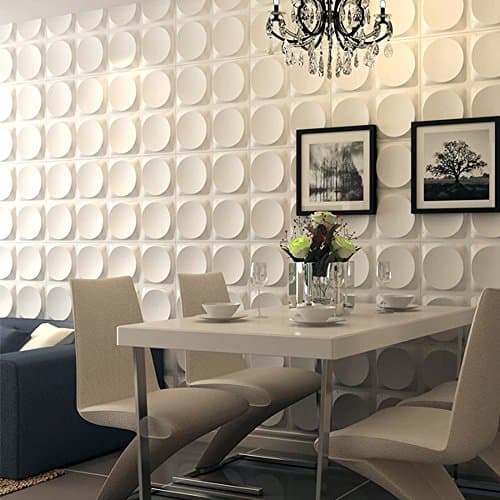 Art3d 12 Plaques 3 m² Panneaux Muraux 3D PVC Blanc Recyclable, Motif Surface de Lune, Beauté Intemporelle pour Salon et