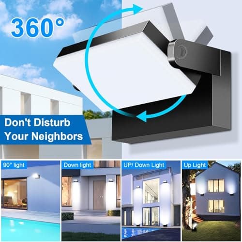 LEDMO 60W Applique Murale Extérieur/Intérieur Étanche IP65 pour Terrasse et Jardin avec Panneau LED Pivotant à 360°