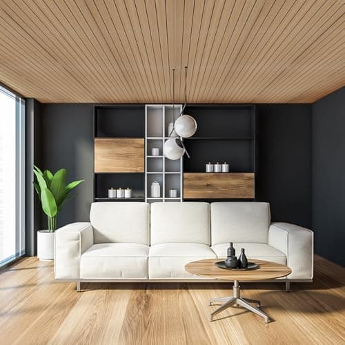Panneaux muraux 3D bois autocollants imperméables 40x40cm cuisine plafond