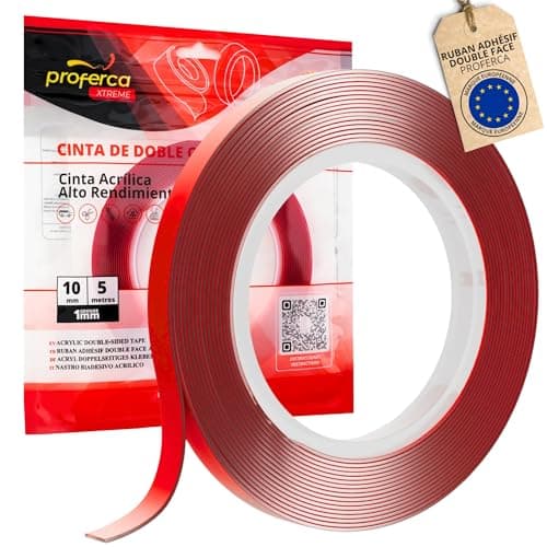Proferca Ruban Adhésif Double Face Extra Fort | Adhésif Puissant pour Extérieur | Adhésif Double Face Fort 10m x 5m