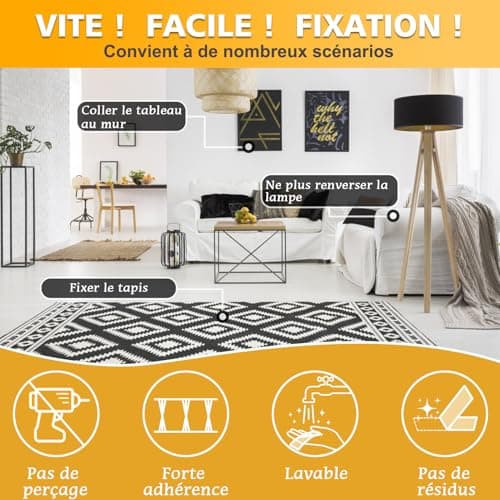 Ruban adhésif double face extra fort MIMEIMIAI, accroche tableaux sans percer, puissant et transparent, multifonctionnel