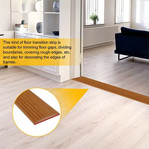 Barre de seuil autoadhésive chêne jaune 400 x 5cm, pour sol en bois, forte tenue décorative en PVC, couvrir l'espace ent