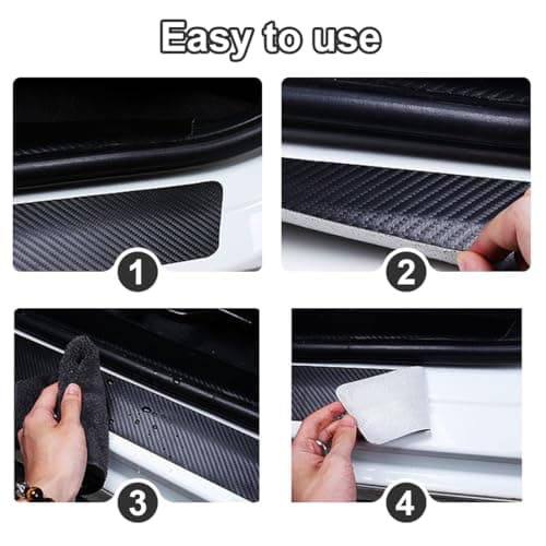 SULIUDAJI 4 Pièces Protection de Seuil de Voiture Carbone, Protection Anti-Rayures et Anti-Saleté pour Portes Avant et A