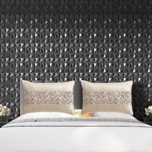 Panneaux muraux 3D en PVC texturé Lot de 15 noirs 30x30 cm pour décoration intérieure픔