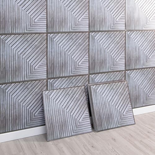 Panneaux muraux 3D autocollants Tokenhigh 30x30cm effet chêne — Gris