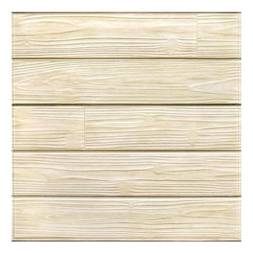 Murales 3D COMSTICKC Imitation Bois Hellgrau 10 Pièces 30x30cm Rétro Imperméable — Grain de Bois Clair