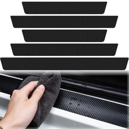 SULIUDAJI 4 Pièces Protection de Seuil de Voiture Carbone, Protection Anti-Rayures et Anti-Saleté pour Portes Avant et A