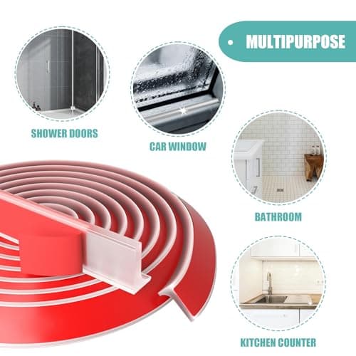 Blanc Seuil de Douche Barrage D'eau Pliable Anti Débordement pour Baignoire et Cuisine, Silicone Barrière de Douche 1.5M