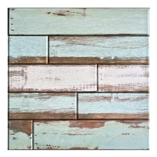 Murales 3D COMSTICKC Imitation Bois Hellgrau 10 Pièces 30x30cm Rétro Imperméable — Vert Clair Vintage