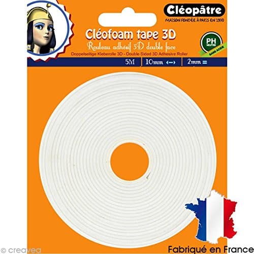 Cléopâtre - Cléofoam Tape 3D Rouleau adhésif-double-face en 2mm d'épaisseur pour scrapbooking professionnel