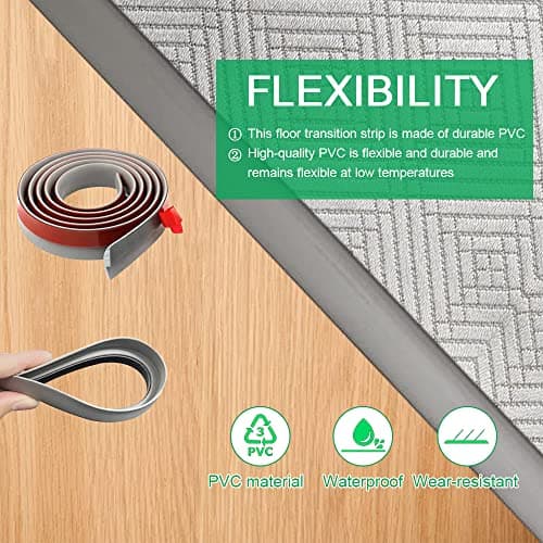 DIKEBAO Profilés de Transition Moquette Adhésifs pour Sol, Gris - 2m PvcVinyle Auto-adhésif pour Tapeçeries et Portes