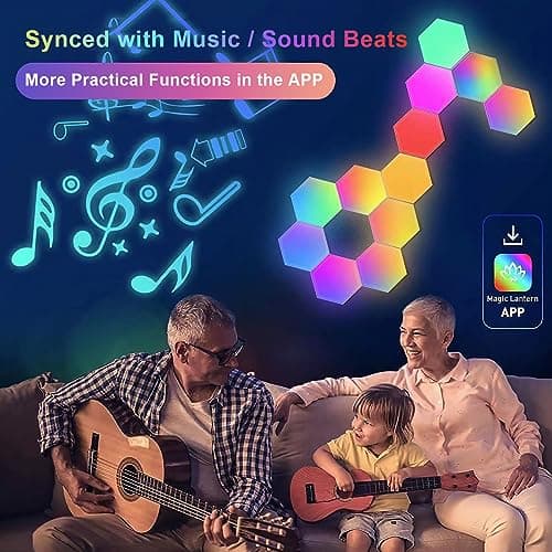 Panneau LED Hexagone Murale Lampe 12pcs Smart Music Sync Deco Modulaires RGB App & Télécommande Contrôle Salles Gaming B