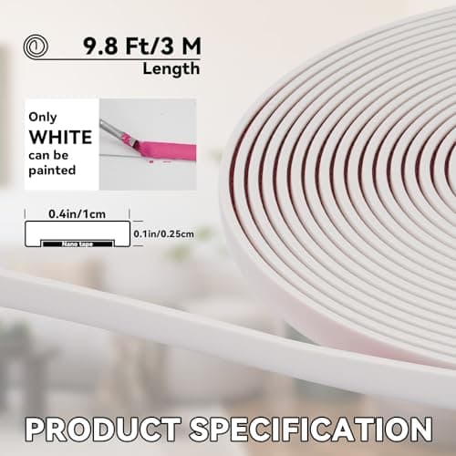 JSIWOTH 3M Moulure Auto-adhésive Blanc PVC Étanche, Finissage Mur et Carrelage pour Fenêtres, Portes et Miroirs - LARG.: