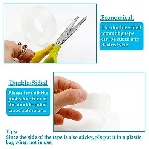 CiciIng Lot de 2 rouleaux de ruban adhésif double face extra fort transparent pour maison et voiture - Amovible et étanc