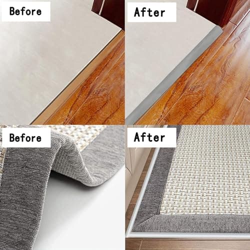 Barre de seuil adhésive PVC gris, seuil de porte réglable, hauteur 5~10mm, longueur 2m, idéal pour rattraper le niveau d