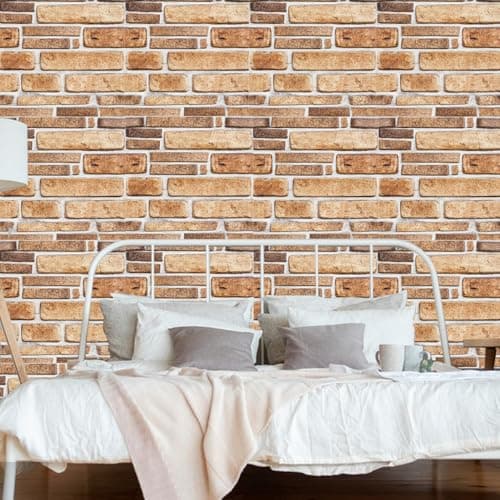 YapitHome 10 Pièces Papier Peint 3D Brique Populaires pour Cuisine et Chambre à Coucher, Decoratif et Facile à Installer