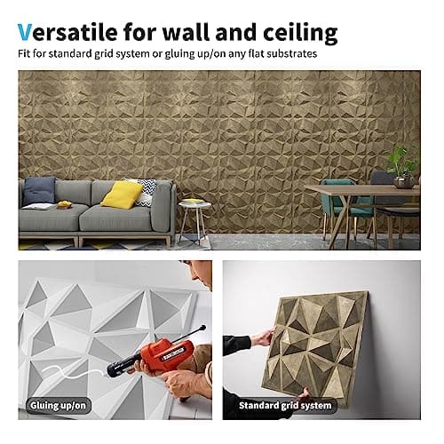 Art3d - Panneaux muraux 3D en PVC doré antique | Habitat intérieur | Salles de bain & chambres | Élégance & Facilité d'i