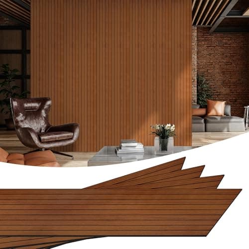 Panneaux Muraux PVC WADILE Imitation Bois 3D Auto-adhésifs – Isolation Phonique Salon Cuisine – Couverture env. 1,04 m² — Marron Foncé