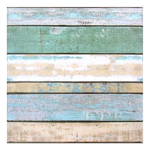 Murales 3D COMSTICKC Imitation Bois Hellgrau 10 Pièces 30x30cm Rétro Imperméable — Bloc de Couleur