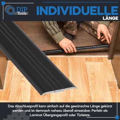 Profilé de transition ALUMAT noir – Bandes autocollantes – Pour sols stratifiés – Meilleure qualité – Adaptable à tous l