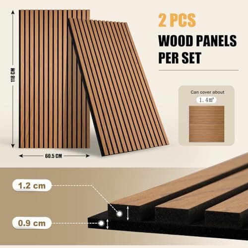 Panneaux muraux acoustiques 3D en chêne Dollar Boss pour bureau, chambre à coucher et cuisine, 240 x 60 cm, panneaux mur