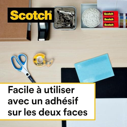 Scotch Le ruban Scotchdouble face-1 Rouleau 12,7mm x 6,3m sur dévidoir manuel - Emballage de cadeaux pour Noël et fourni