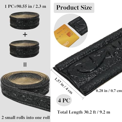 Moulures Murales Autocollantes WAPANE Noir pour Cuisine et Salle de Bain - Décoration en Mousse avec Relief