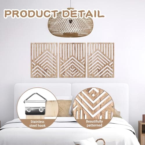 Jinzhenhong Panneaux d'art mural moderne en bois de montagne pour salon et chambre à coucher (marron clair)