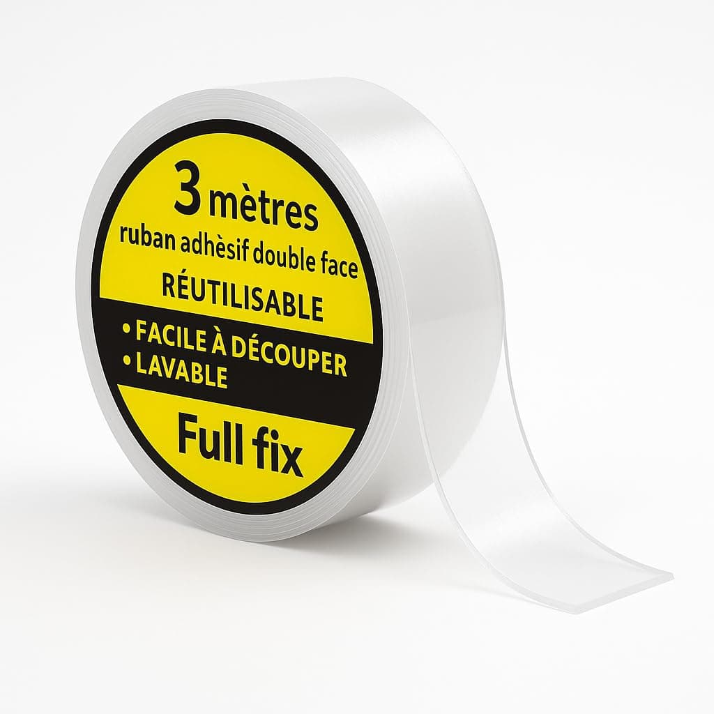 Ruban adhésif Nano Tape Double Face extra fort 3m x 20mm x 1mm – Adhésif PuissantRéutilisable