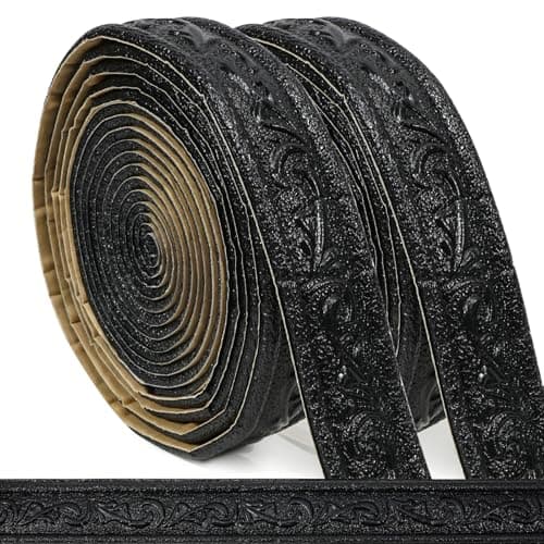Moulures Murales Autocollantes WAPANE Noir pour Cuisine et Salle de Bain - Décoration en Mousse avec Relief