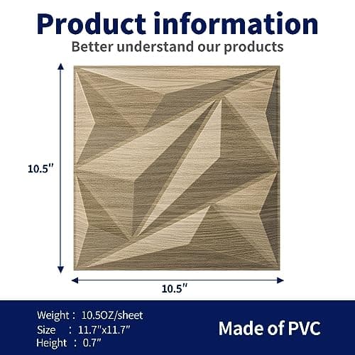 Panneaux murals 3D Art3dwallpanels Lot de 33 Noix, texturés en PVC, 30 x 30 cm, 3m² pour décoration intérieure courageus