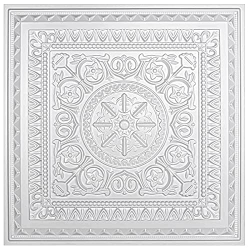 Art3d Dalles de Plafond à Coller en Plastique Blanc - 12 Pièces, 61 x 61 cm, 4,5㎡ - Pose Facile, Idéal pour Maison et Bu