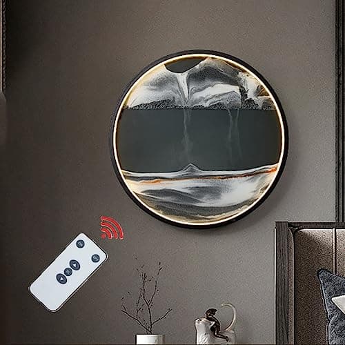 Tableau d'art de sable en mouvement LED 360° - Montage mural dynamique 3D - Décoration murale artistique verre rond — D