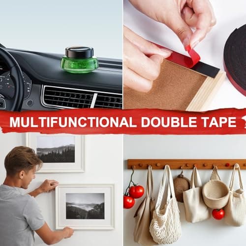Evavii Ruban Adhésif Double Face Fort pour Voitures et Décoration, Résistant à l'Eau et aux Hautes Températures - 10m x
