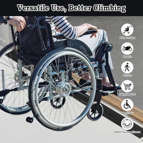 LOMUG Rampe de seuil de porte en caoutchouc, pour fauteuil roulant et aspirateur, en garage