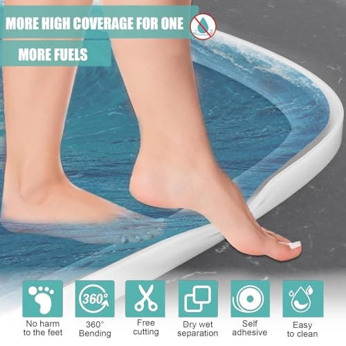 Blanc Seuil de Douche Barrage D'eau Pliable Anti Débordement pour Baignoire et Cuisine, Silicone Barrière de Douche 1.5M