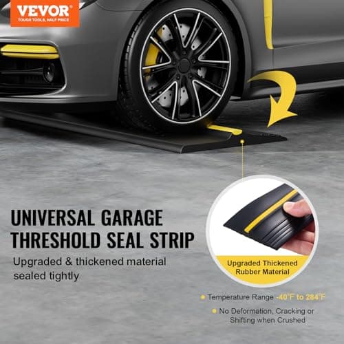 VEVOR Joint de porte de garage universel, résistant aux intempéries, pour bas de porte de garage, 3,6 m, noir, éclaircie