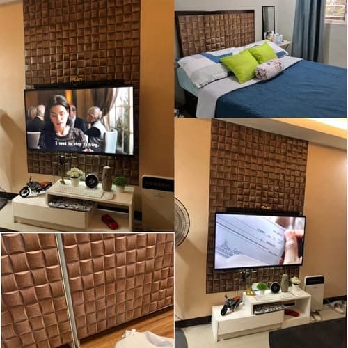 SZDianHai Lot de 10 autocollants muraux 3D bois - Décoration murale salon chambre - Peints à l'eau imperméables (30 x 30