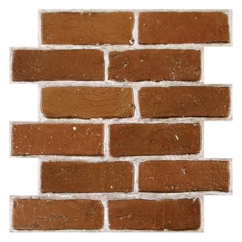 Panneau Mural 3D Fausse Brique 30x30cm, 10 Pièces Adhésif PVC — ‎orange Rétro