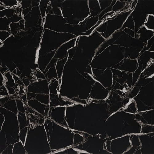 IZODEKOR Revêtement Mural Carrare pour Salon et Cuisine - Effet Marbre, Surface Brillante | Alternative Carrelage Marbre — Black White