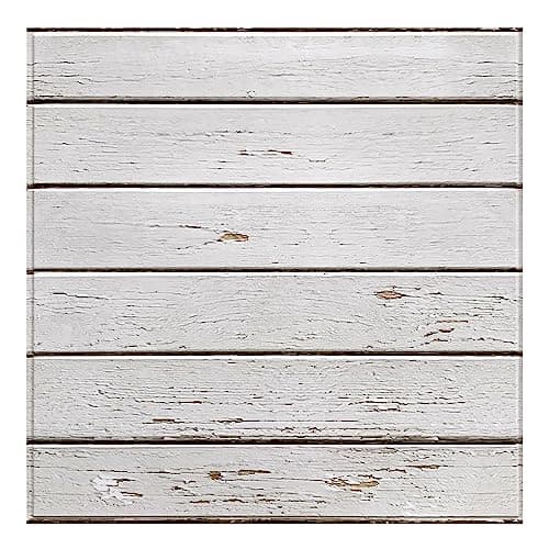 Murales 3D COMSTICKC Imitation Bois Hellgrau 10 Pièces 30x30cm Rétro Imperméable — Blanc