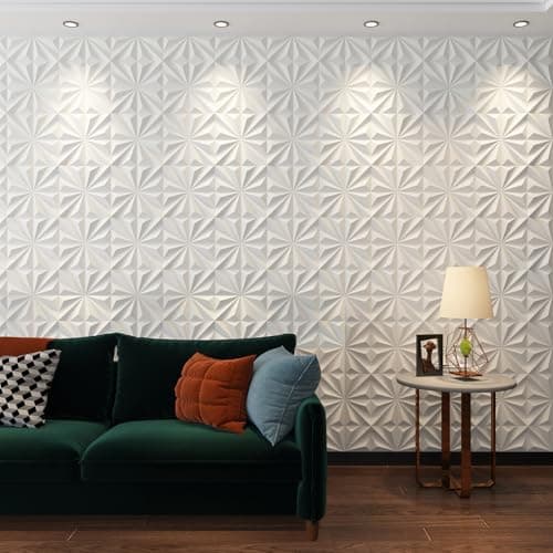 MIX3D Panneaux muraux décoratifs 3D en forme d'étoile blanc 30,5 x 30,5 cm pour décoration intérieure