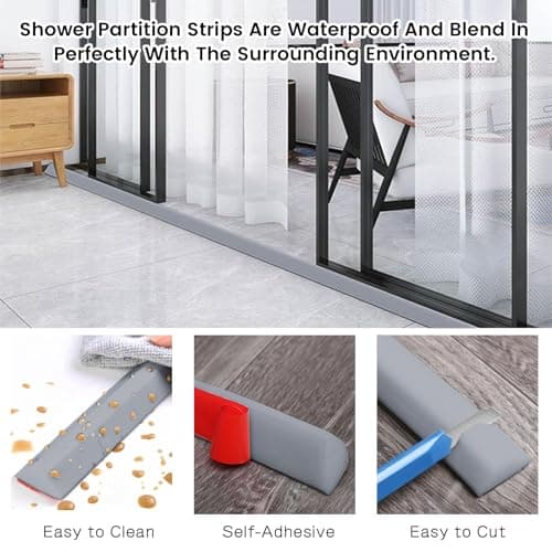 Seuils de Douche 200cm Silicone Blanc |Joint Étanche Douche Pliable| Usage Maison ( Blanc )