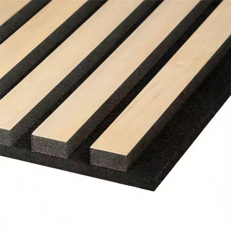 Panneaux Acoustiques Muraux Bois Chêne Blanc 240x60x2,2cm - Fond Noir - SILAMP
