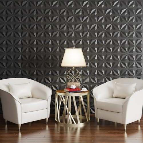 MIX3D Lot de 33 panneaux muraux 3D noir mat pour décoration intérieure - parfait pour chambre (noir mat, 30,5 x 30,5 cm)