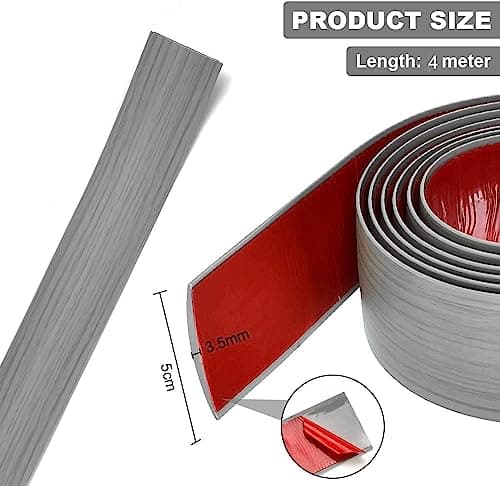 Bande de transition de sol en PVC stratifié gris pour porte de sol - Profil plat - 4 mètre - 5 cm