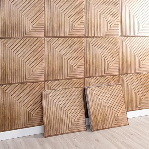 Panneaux muraux 3D autocollants Tokenhigh 30x30cm effet chêne