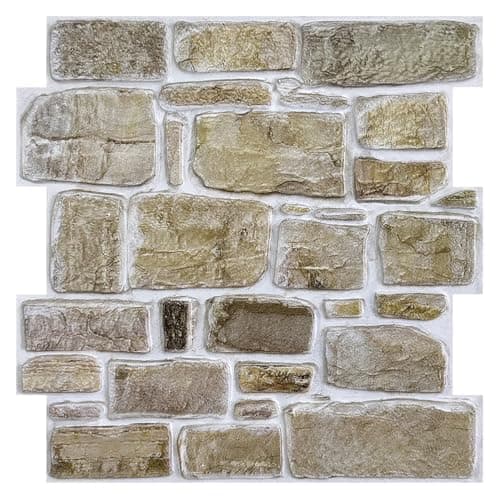 MZ Deco Panneaux Muraux 3D Adhésif Pierre, 10 Pièces, 30x30 cm, Brune Fausse Brique Murale PVC, Revêtement Mural 3D Adhé