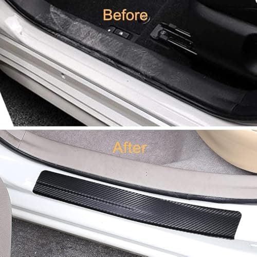 SSyang Films adhésifs de carbone 5 Pièces Protection Seuil de Porte pour Voiture - Anti-Rayures et Anti-Saleté - Protect