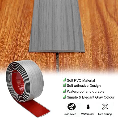 Bande de transition de sol en PVC stratifié gris pour porte de sol - Profil plat - 4 mètre - 5 cm